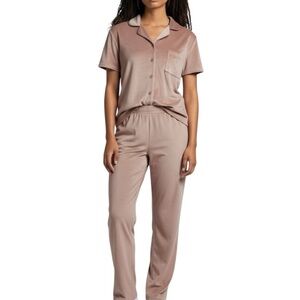 Juicy Couture Velvet Fleece Pajama Set Dusty Rose Pink Rhinestone Lounge Small